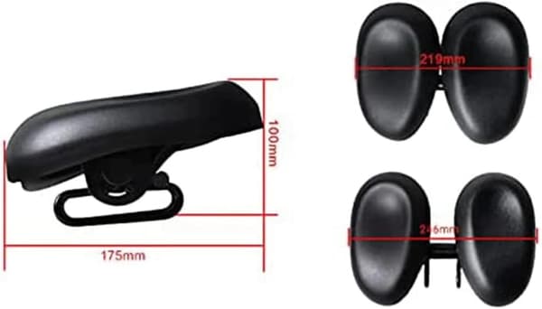 Næseløs Cykelsadel Pude Ergonomisk Blød Dobbeltpude Bred Cykelsæde til Mænd Kvinder Sort