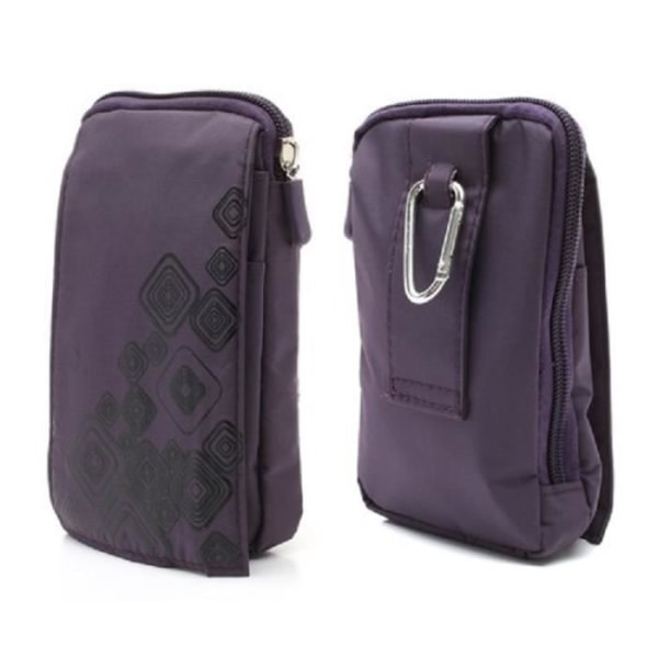 Universal multifunktionelt etui Flere lynlåslommer og en karabinhage til => ZTE F952 > VIOLET (16 x 9,5)