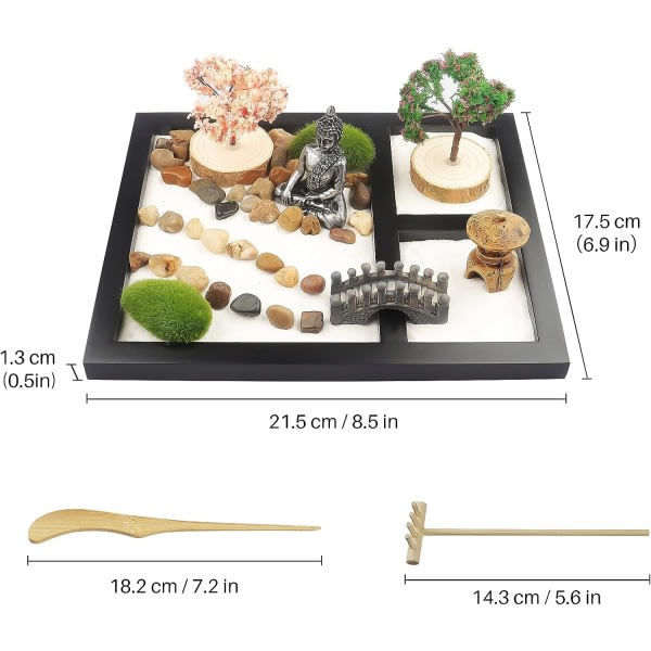 Galaxy Bordsskiva Mini Zen Garden Artificiell Bonsai Tree Rock Rake Meditation Zen Gift