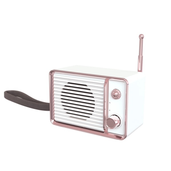Retro langaton Bluetooth-kaiutin, Mini Cute Portable Speaker (Valkoinen)