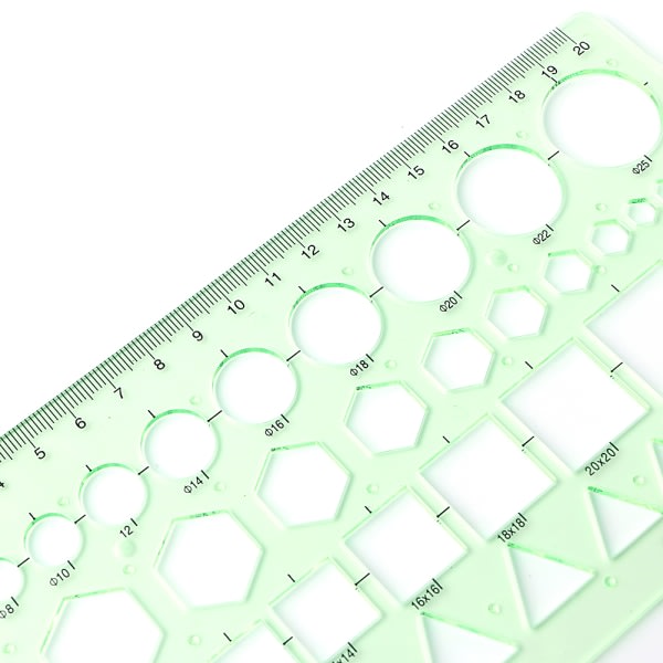 Plast Cirkel Kvadrat Hexagon Geometrisk Mall Linjal Stencil Mätverktyg NYHET