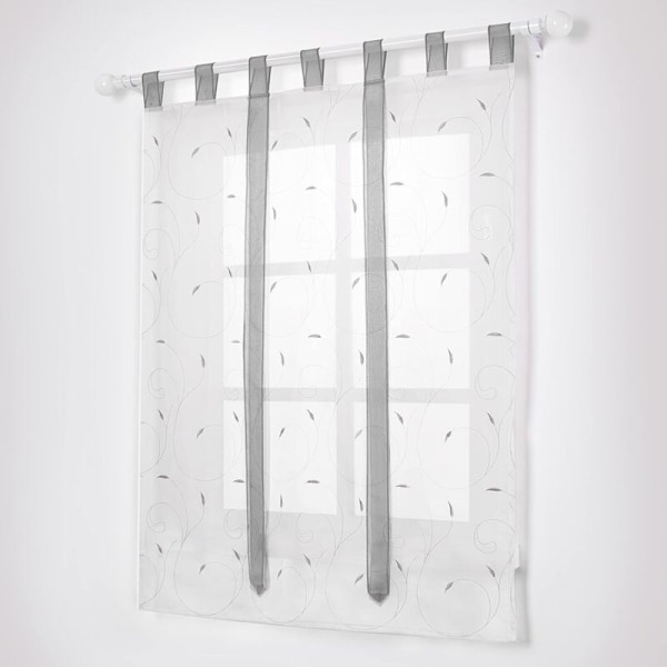 Vindusbroderi Romerske Gardiner Skjør Gardiner Dekorasjon for Soverom Balkong Kjøkken, Grå, 80cmx140cm