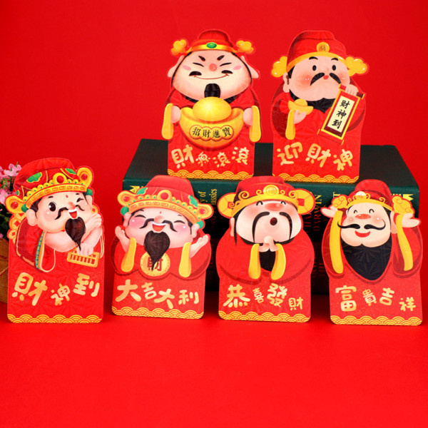 6 st 2022 Kinesiska nyårsröda kuvert Söta tecknade Lucky Money Pocket HongBao null - B