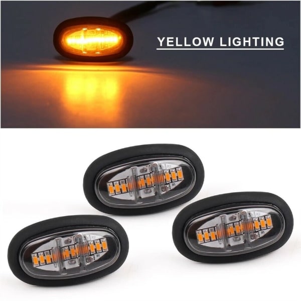 3 stk Raptor Style Røglinse Ravfarvet LED-Grilllys For