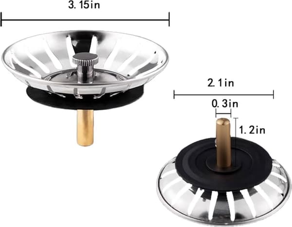 Diskbänk - Premium 304 Rostfritt Stål Kropp - Avloppsplugg - med Gummipropp - Avlopp - Korgplugg