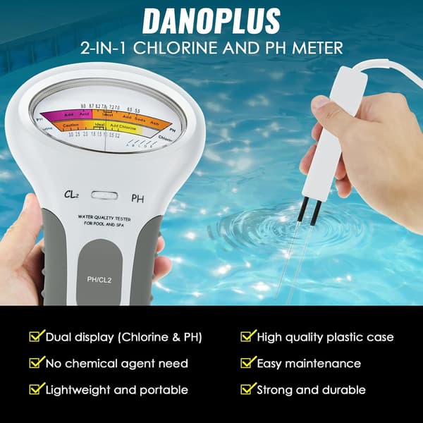 Two-in-one Chlorine pH Meter Pool Tester Handheld CL2 Level Meter Test Spa Water Quality Analysis Monitoring Analyzer