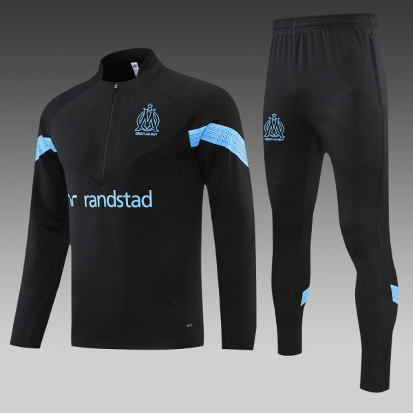 22-23 Ny Sæson Marseille Voksen/Barn Langærmet Jerseytrøje Sort 14# Sort 14#