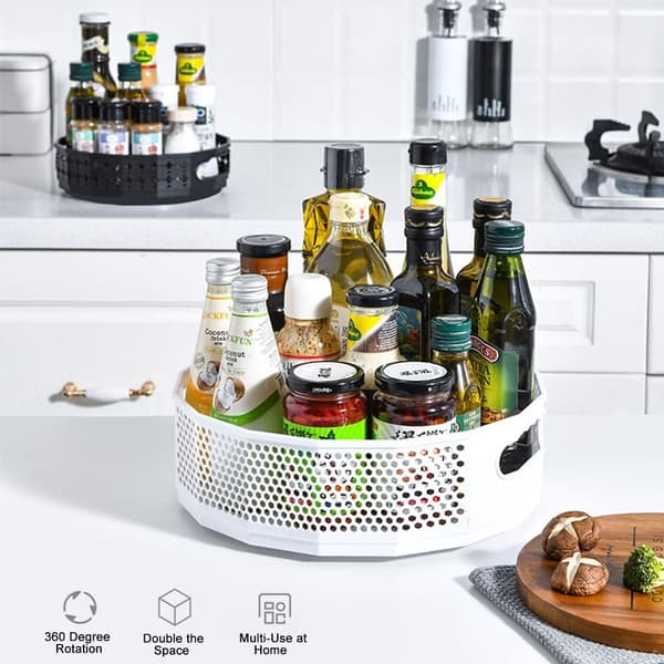 2 Pieces Rotating Spice Racks, Plastic Rotating Spice Rack for Kitchen Cabinet Storage_yux