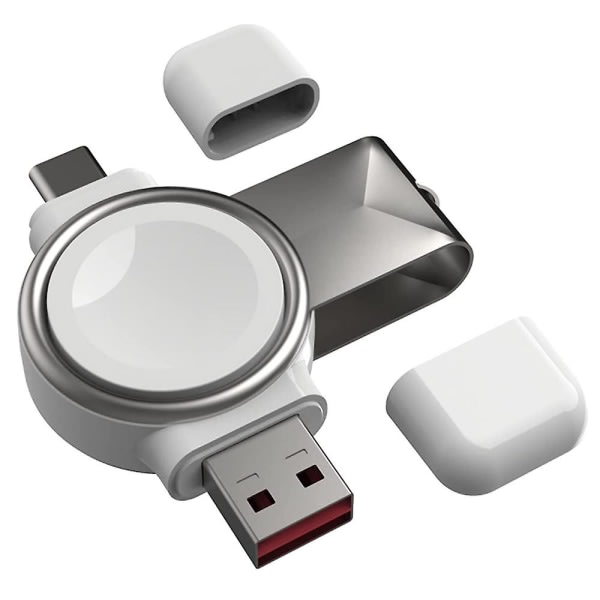 Bærbar Apple Watch Download, Travel Trådløs magnetladdare til Apple Watch Med USB A og USB C-kontakt