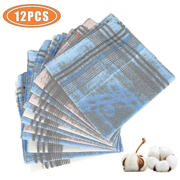 12 st Näsdukar för Män Mjuk Bomullsficka Fyrkantig Herrnäsdukar Set (Assorterad Slumpmässig Färg)