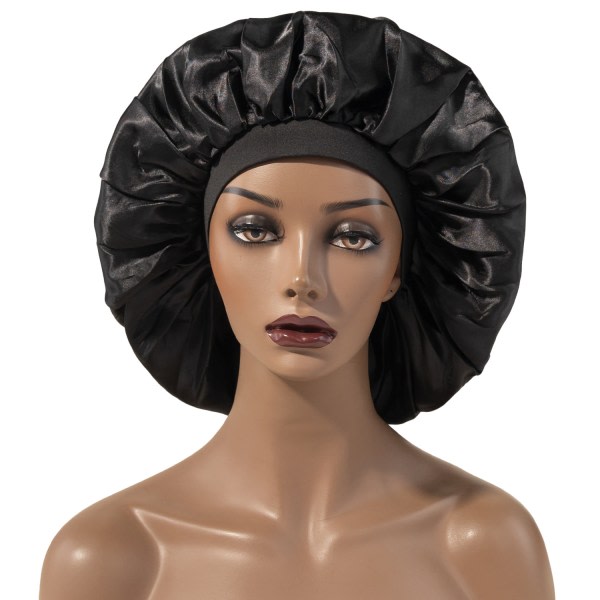 TG Premium caps for kvinner med langt hår. Återanvändbara, vattentäta, dubbelsidiga, svarta dusjmössor for kvinner