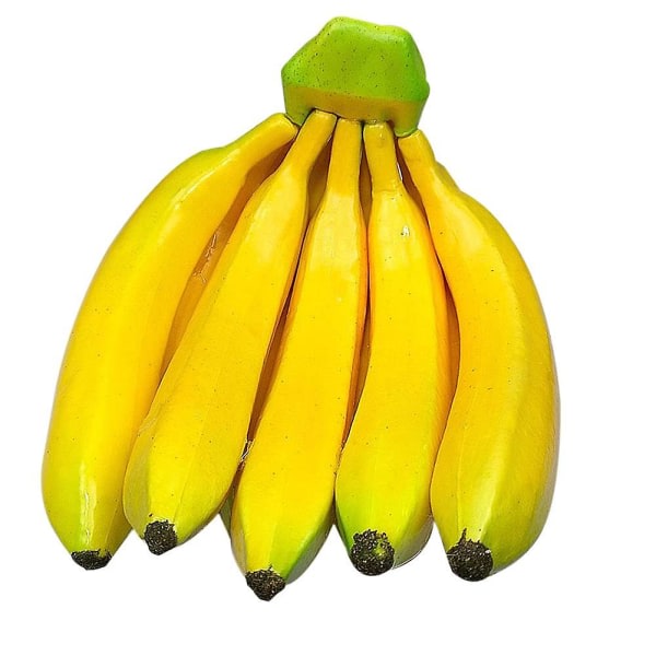 Konstgjorda banaani Simuloiva väärennettyjä hedelmiä Realistinen banaaninippu koristeellinen frukt gul
