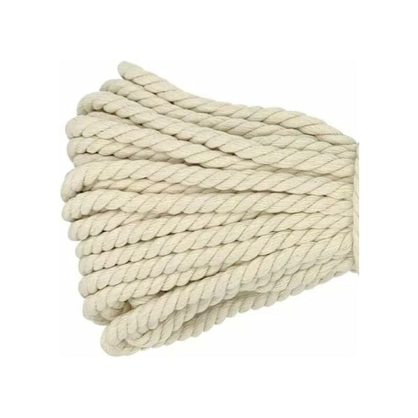 Makramérep, Tjockt Rep, Stort Flätat Bomullsrep, 8mm x 20m Beige