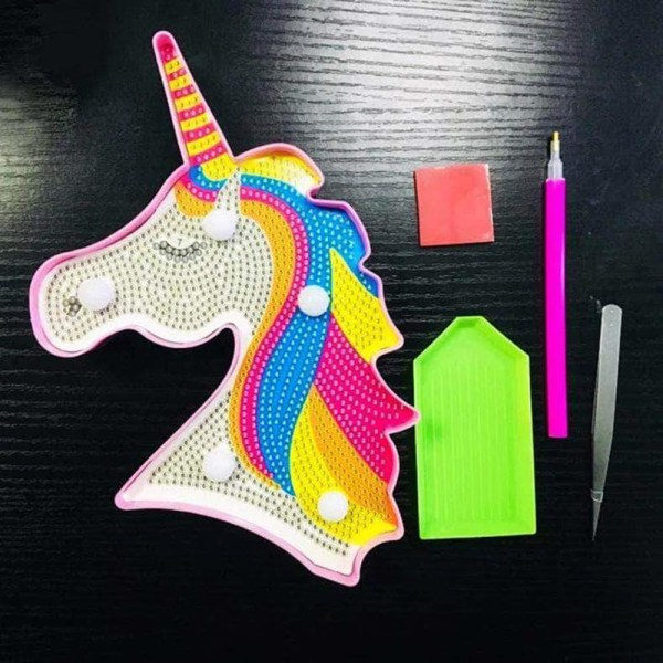 DIY Unicorn Diamantmaleri med LED-lys Full Drill