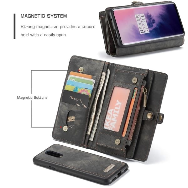 CaseMe Plånboksfodral med magnetskal for OnePlus 7 Pro Grå