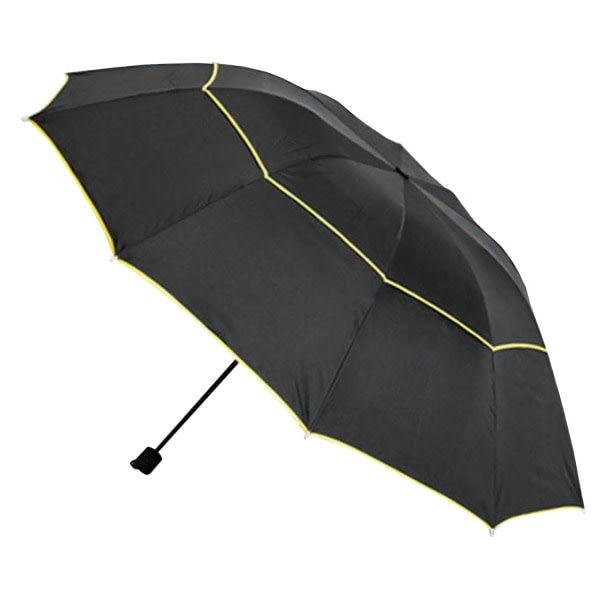 TG Paraply, Kompakt - 130 cm - Svart / Gul Svart