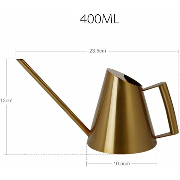 Vattenkanna i rostfritt stål med lång smal pip, trädgårdsredskap för växter och blommor, idealisk för hem, trädgård, balkong, kontor, bonsai, etc. (400 ml, guld)