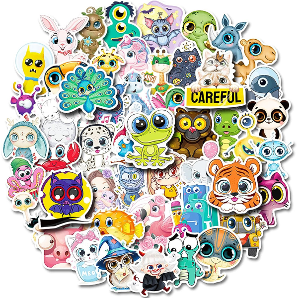 Galaxy Stora djurklistermärken, 50 klistermärken, Skogsdjur, Återanvändbar, Vattentät, Rolig för barn