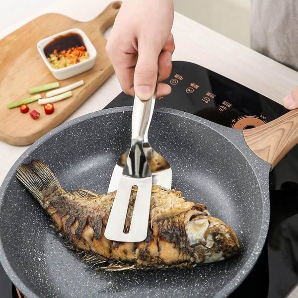 Ruostumattomasta teräksestä valmistettu paistettu pihvilapio Grillitangot Kala Bbq-kiinnike Leivän Lihaklips Spatula Keittiövälineet Tarvikkeet