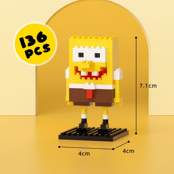 Byggstenar Mikro-Borrande Partiklar SpongeBob SquarePants Mini-Monterad Prydnadsgåva 1 låda med 136 bitar Pussel Barn Pojkar och Flickor Educ