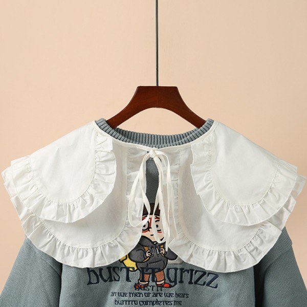 Royal Style Dubbellager Falsk Krage Sjal Hög Låg Volang Halsband Capelet