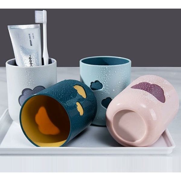 4-pack Plast Munsköljkopp Tandborstekopp Munsköljkopp Molnmönster Design