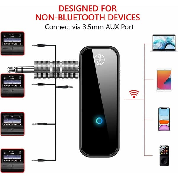 Bluetooth-mottaker, Bluetooth biladapter jack, 5.0 Bluetooth-sender, bærbar trådløs 3,5 mm Aux Bluetooth-adapter