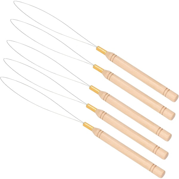 TG Hårförlängnings Loop Nål Set Enkel Användning Dragkrok Nål Flexibel för Hemmet Beige
