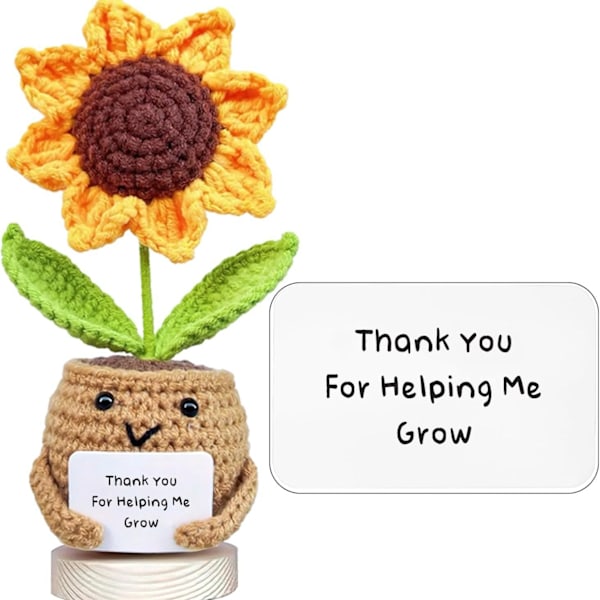 Håndheklet solsikkepotte Sunflower Helping Card