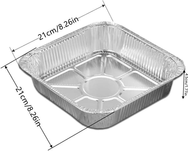 30 st aluminiumfolie grillformar 1200 ml engångsbakformar för airfryer ugn BBQ marinering servering, silver 21x21x4.5cm