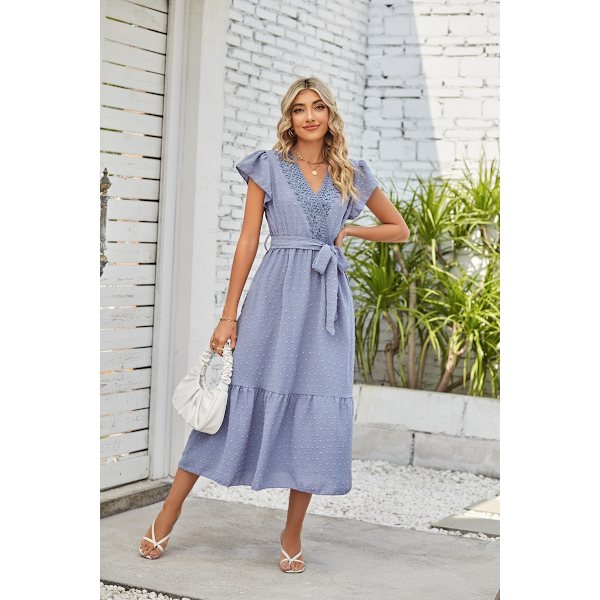 Women's Short Sleeve Maxi Dresses Navy L