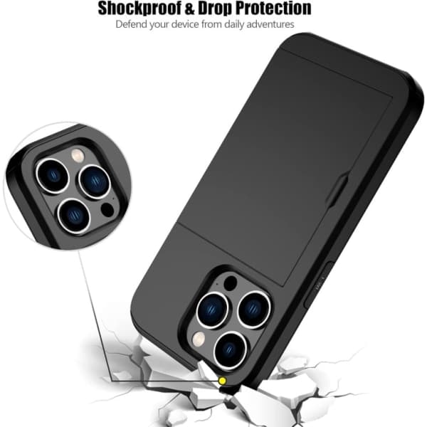 iPhone 12/12 Pro - Kotelo korttipaikalla Solid® Erittäin vahvistettu Musta