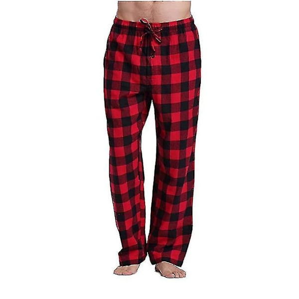 Herre Pyjamasbukser med Lommer, Bløde Flanelternede Pyjamasbukser XL Rød