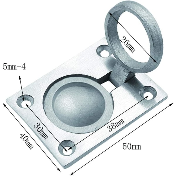 2 stk Ringspolning draghandtag Rustfrit stål luckelyftare flush H