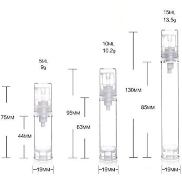 TG 12-pack tomma klara plast tomma luftlösa pumpflaskor för Emulsion