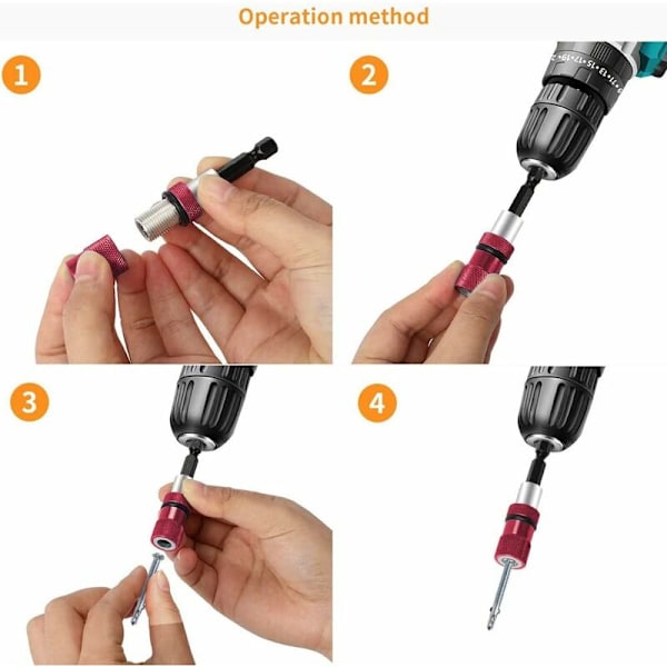 2 kpl Magneettinen ruuvikärjen pidike syvyysrajoittimella 1/4 tuuman ruuvimeisselin istukka magneettinen kipsilevyhylsy ruuvimeisselin kärjet pikavapautustankoon