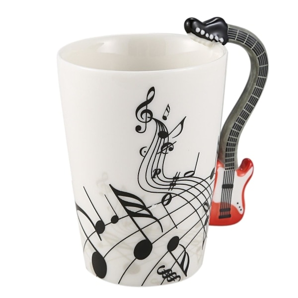 Kreativ musik-stil gitarrmugg i keramikk kaffe te melkestickskopp med håndtak kaffekopp nyhet