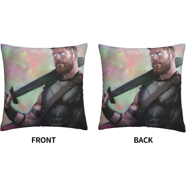 Mjuka och bekväma Thor-kuddfodral 45 x 45 cm fyrkantiga örngott för soffa sovrum med osynlig dragkedja 18 x 18 tum dubbelsidig utskrift