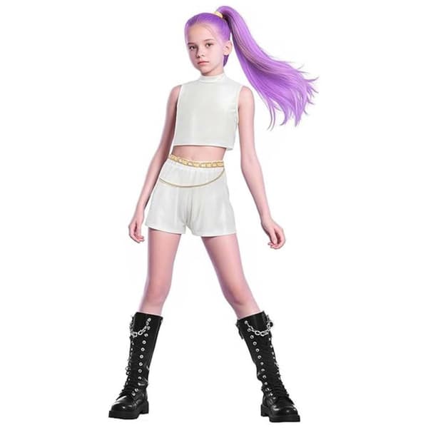 Xib- 2025 Demon Hunter K-Pop Halloweenkostym, barnrollspelskläder tredelat set 130cm_yux E three-piece set 130cm