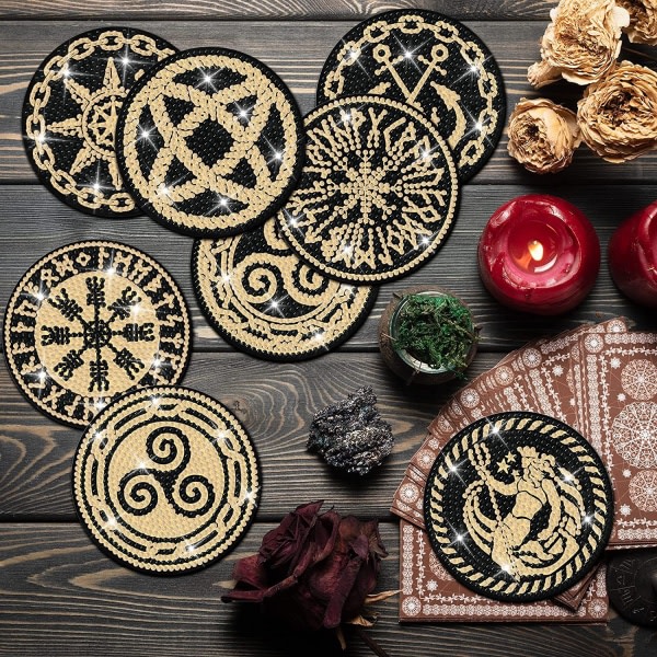 8 deler gjenbrukbare DIY Tarot Underlag, Tarot Coaster Kit