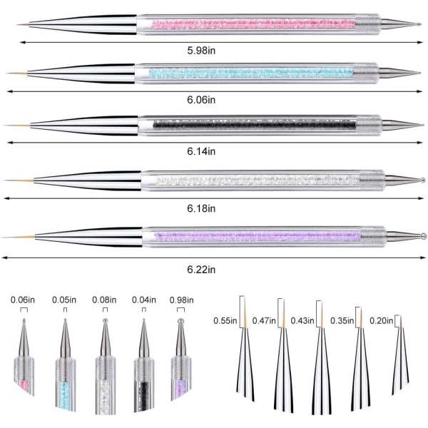 Galaxy 5 st Nail Art Drill Paint Nail Brush Pen, Dubbla Head Dotting Tool Nail Dotting Pensel
