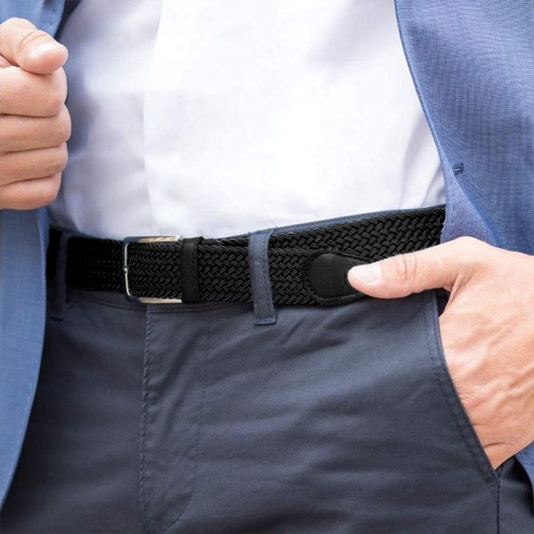 Elastiskt stretchbälte 3,3 cm brett, tygbälte stretchbälte flätad bälte Flätad bälte för kvinnor och män