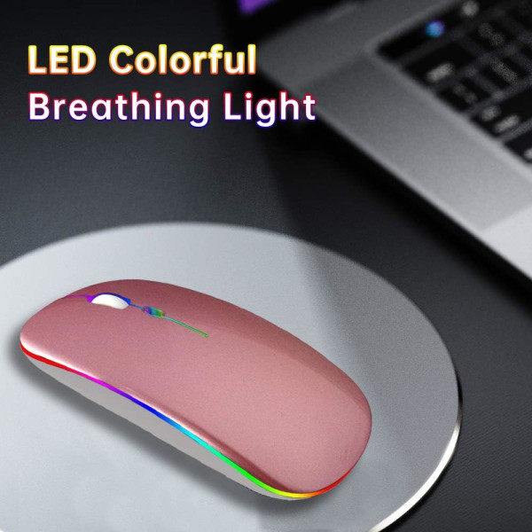 Trådløs Bluetooth-mus, genopladelig LED Dual Modes Silent Slim