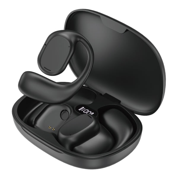 Avoimet kuulokkeet, Bluetooth 5.3 -kuulokkeet mikrofonilla Vedenkestävät langattomat kuulokkeet - musta