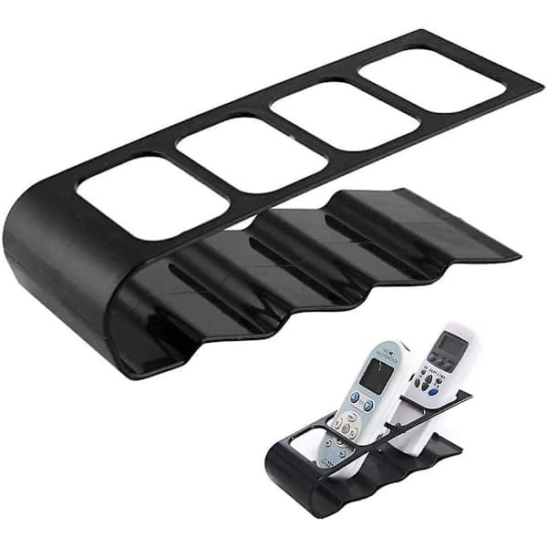 Remote Control Storage Box with 4 Compartments, Black Acrylic, Remote Control Holder