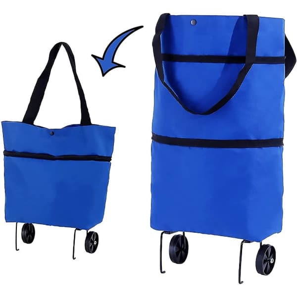 Foldbar handlekurv, handlekurv på hjul, gjenbrukbare handleposer, lett handlekurv