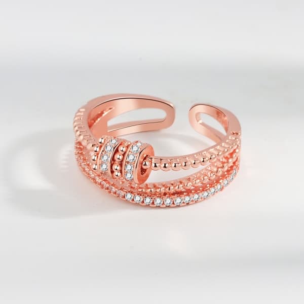 Ring, angst-ring for kvinner, angst-ring med perler Spinner for kvinner jenter