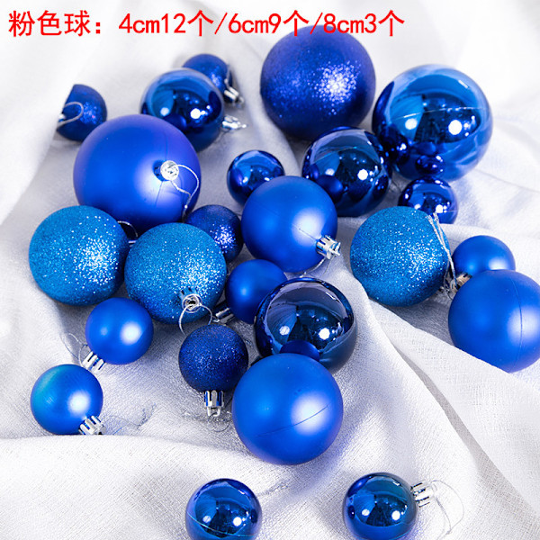 Juledekorationer i rattan, kunstig gran, krypteret juletræsgirland, rattanring-vedhæng, juledekoration Blue Christmas ball/24pcs