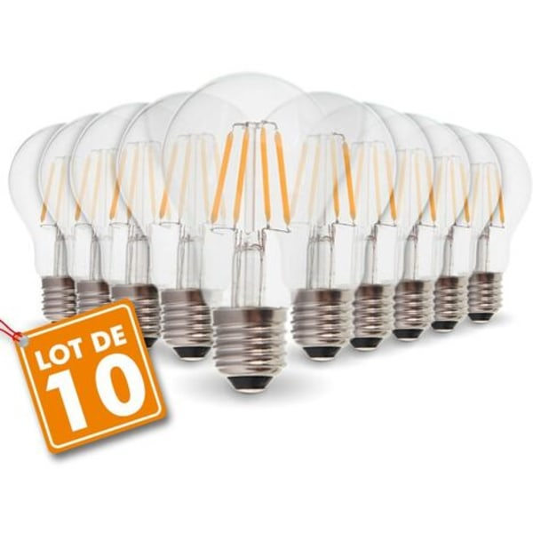 10 kpl LED-lamppua E27 6W Filament vast. 54W lämmin valkoinen 2700K
