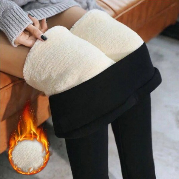 Thermal för damer varma inre fleece leggings tights ogenomskinliga byxor størrelse: L svarta varma strumpbyxor